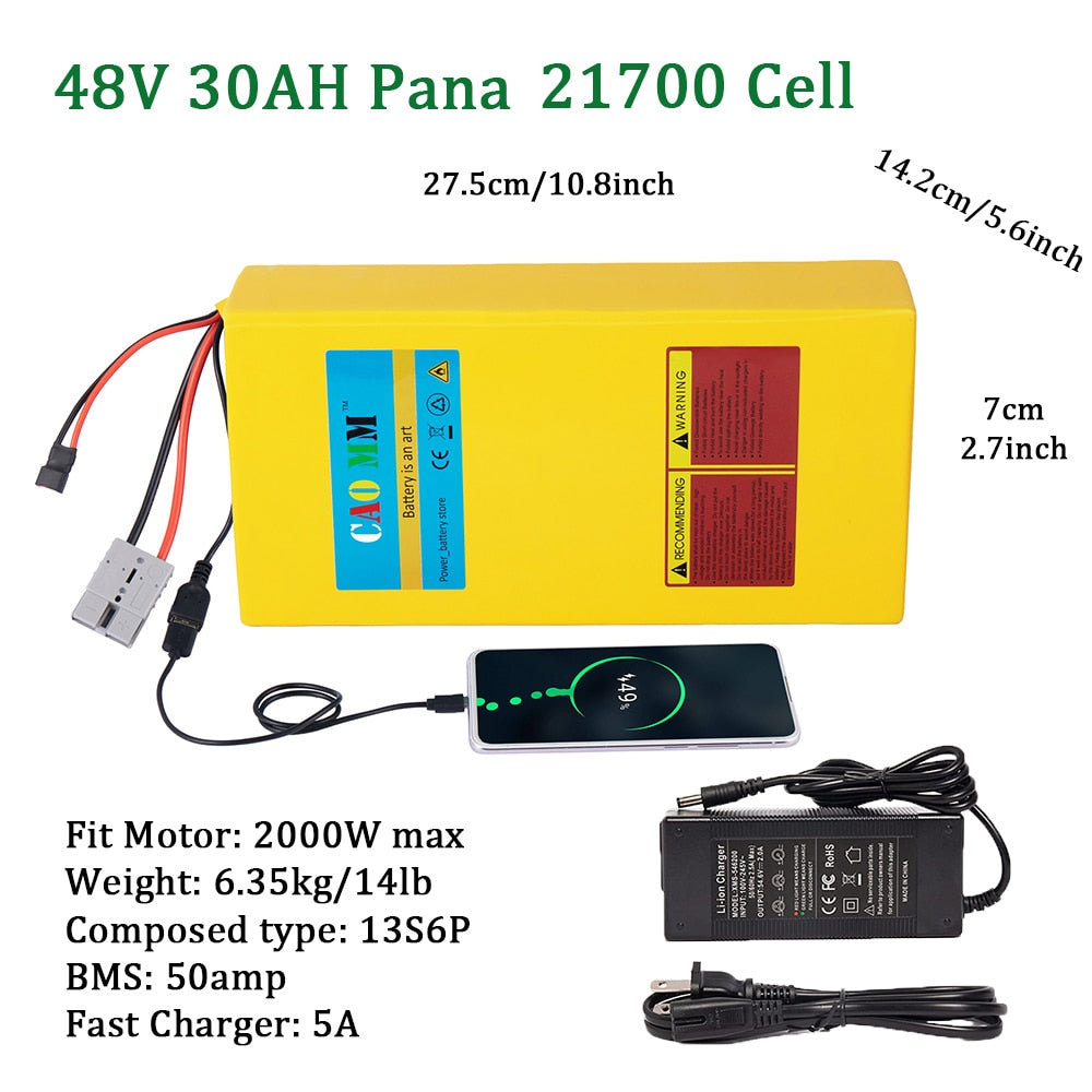 CAOMM 36V 48V 52V Lithium Battery's with Charger