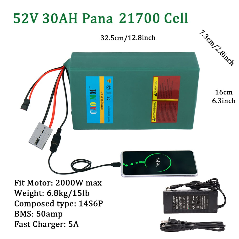 CAOMM 36V 48V 52V Lithium Battery's with Charger